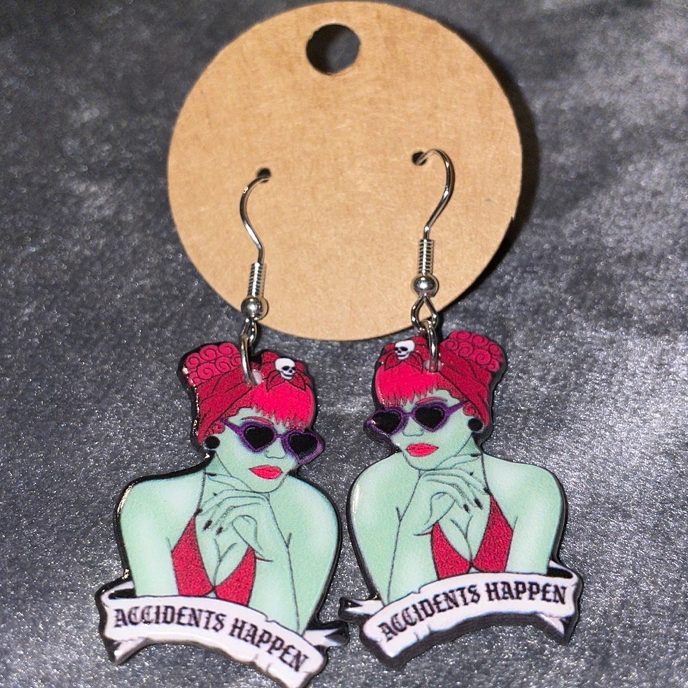 Tim Burton Beetlejuice “Accidents Happen” Receptionist Pierced Earrings